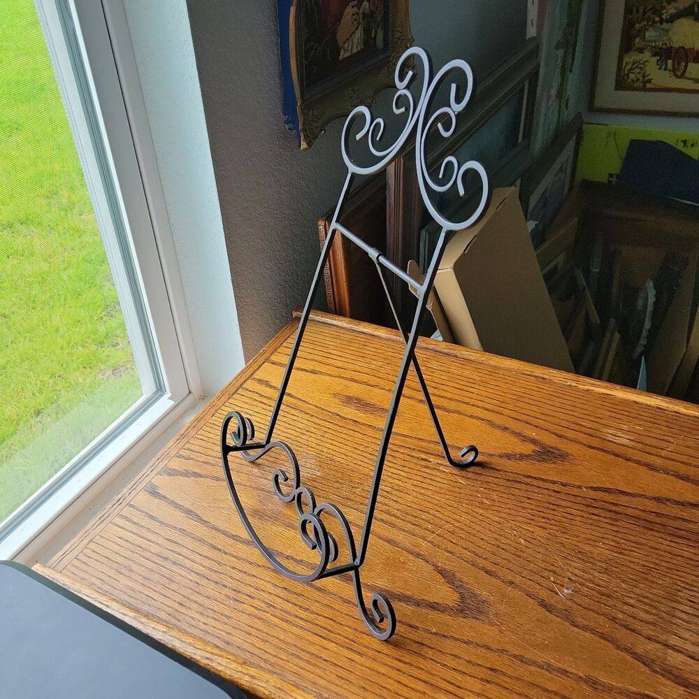 VTG Metal Easel Picture Frame Print Artwork Stand Holder 16.5" Tall x 11" wide